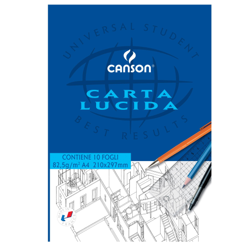 CANSON BLOCCO CARTA LUCIDA A4 82.5 GR 10 FOGLI COLORE BIANCO CONF 25 Pz.